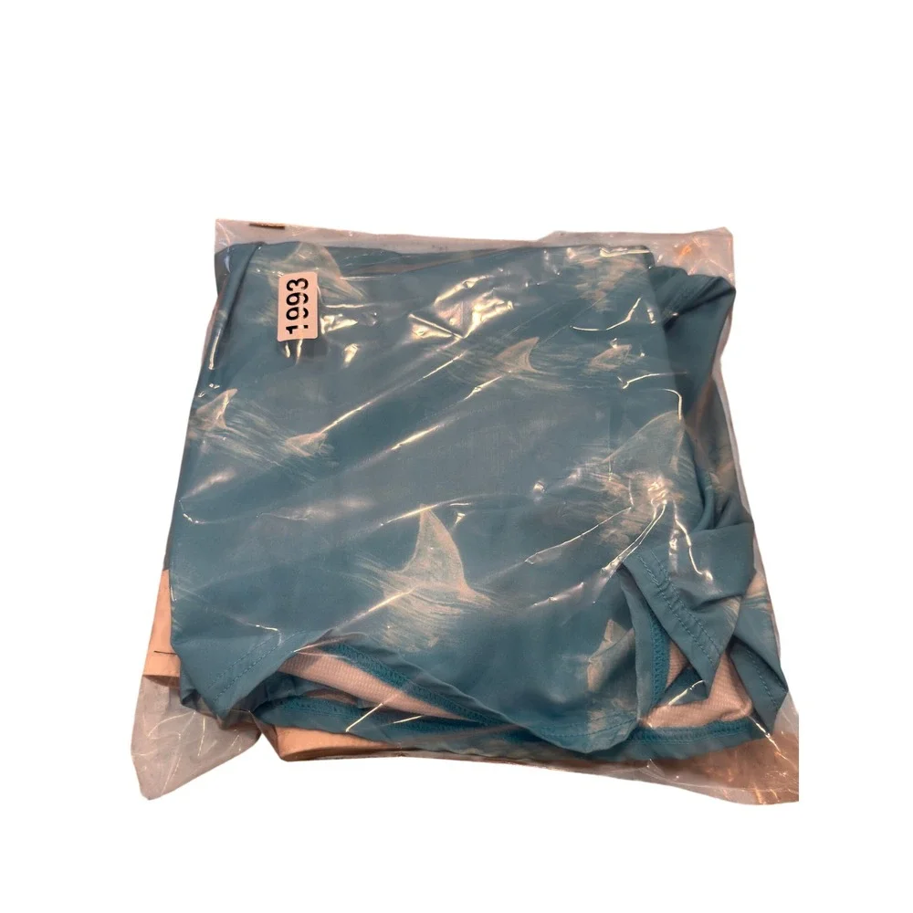 RVCA Board Shorts Mens 34 Turquoise Blue Shark Fin Print Stretch Surf Swim Trunk